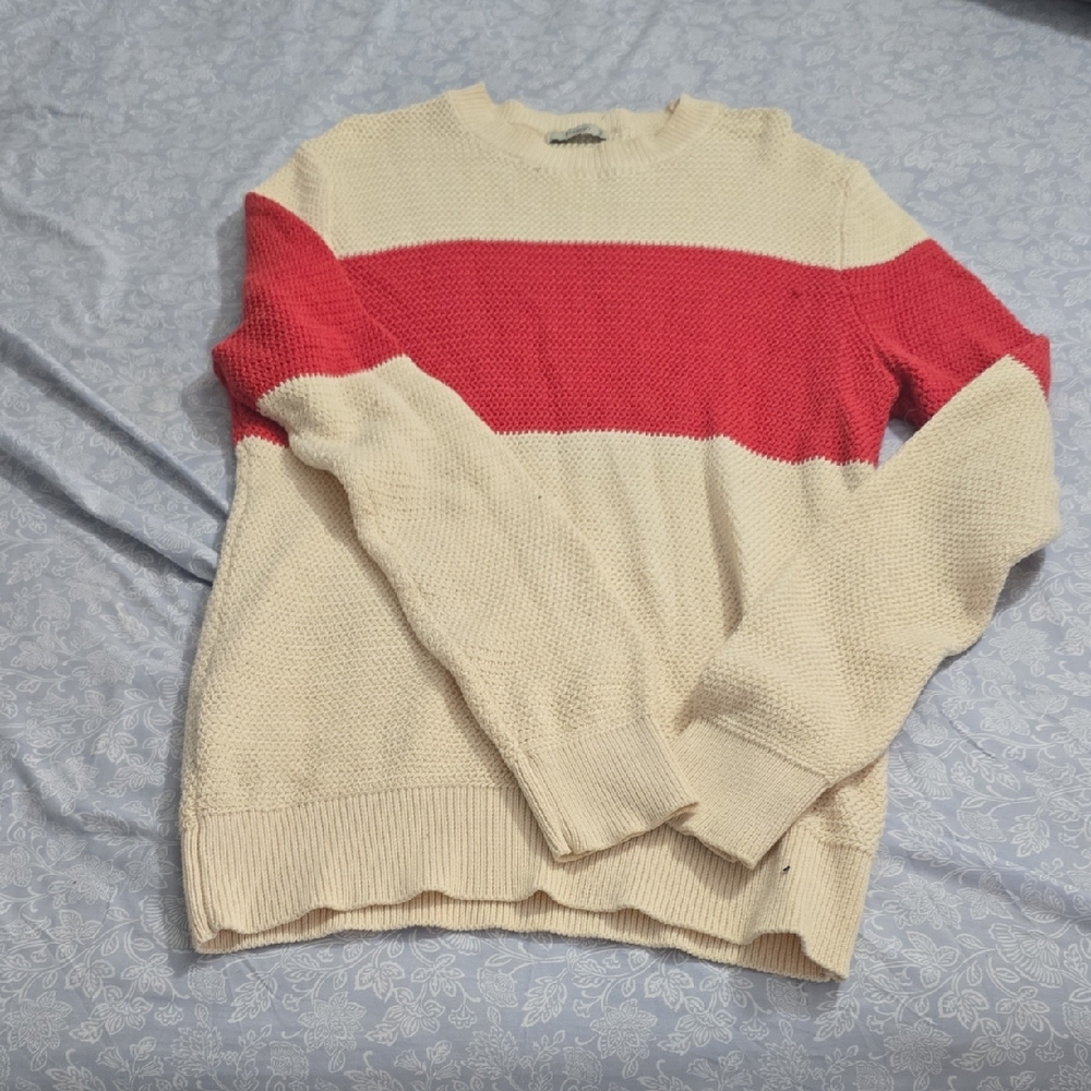 Mango Men's Sweater in Cream and Red